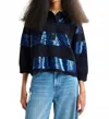 Essential Antwerp Illuminati Striped Sequin Top In Navy In Blue