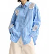 Essential Antwerp Lace Applique Shirt In Blue In Blue
