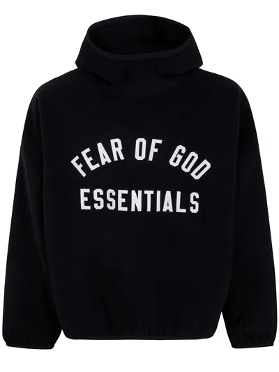 Essentials Black Brushed Hoodie In Black  