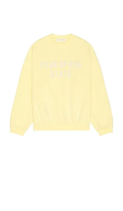 Essentials 90's Fit Fleece Crew Neck Sweatshirt In Yellow
