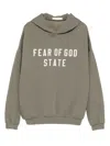 Essentials Mens Moss Brand-patch Relaxed-fit Cotton-blend Hoodie Xl In Green
