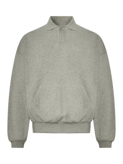 Essentials Signature 90s Polo Sweater In Gray