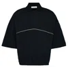 Essentials Piped Polo-style Sweatshirt In Black