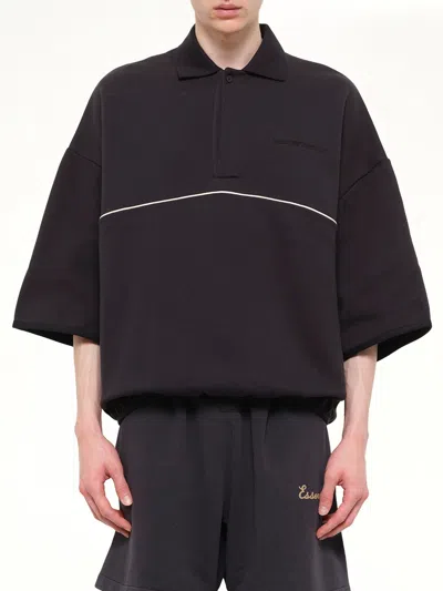 Essentials Active Trace 3/4 Sleeve Polo Sweatshirt In Black