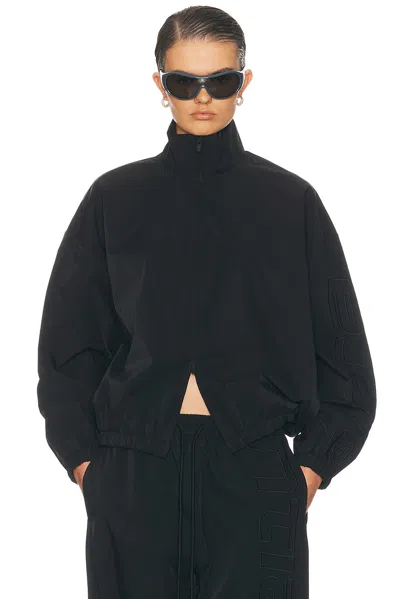 Essentials Active Trace Full Zip Track Sporty Nylon Jacket In Black
