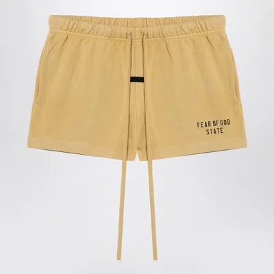 Essentials Fear Of God  Amber Coloured Shorts With Logo In Brown