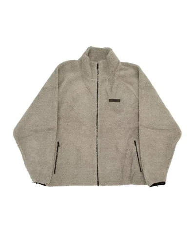 Essentials Appliqué  Logo Polar Fleece Hoodie In Nude