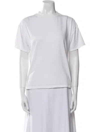 Pre-owned Essentials Bateau Neckline Short Sleeve T-shirt In White