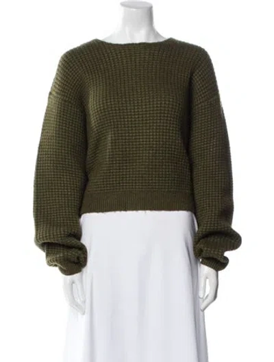 Pre-owned Essentials Bateau Neckline Sweater In Green