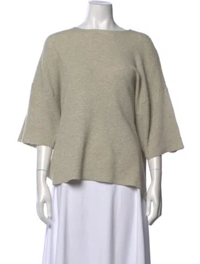 Pre-owned Essentials Bateau Neckline Three-quarter Sleeve Top In Neutrals
