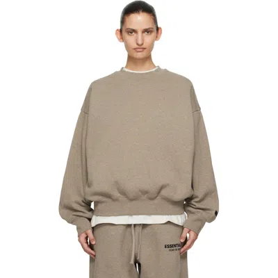 Essentials Beige Classic Crewneck Sweatshirt In Homestead Heather