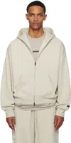 Essentials Beige Classic Fit Fleece Zip-up Hoodie In Neutral