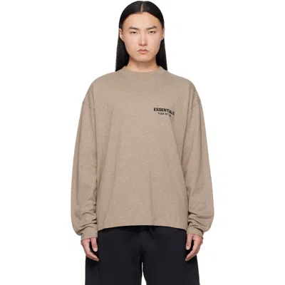 Essentials Beige Classic Fit Long Sleeve T-shirt In Brown