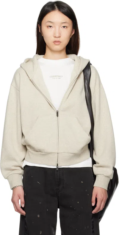 Essentials Beige Classic Fit Zip-up Hoodie