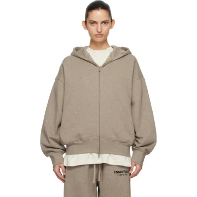 Essentials Beige Classic Zip-up Hoodie In Homestead Heather