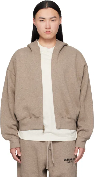 Essentials Beige Classic Zip-up Hoodie In Brown