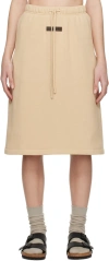 Essentials Beige Drawstring Midi Skirt In Sand