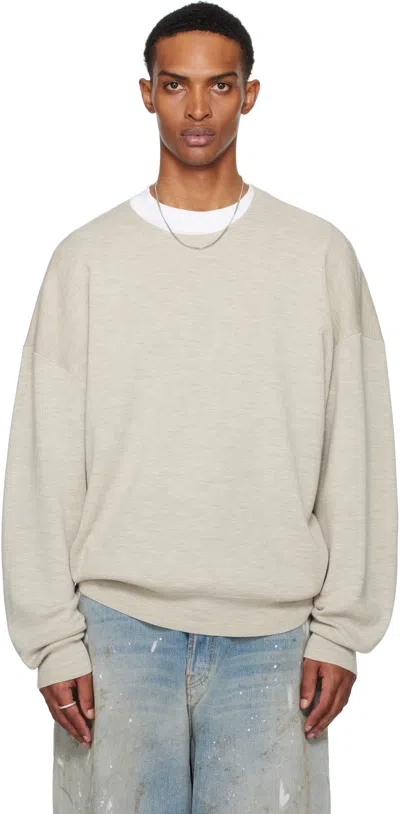 Essentials Beige Merino Long Sleeve Crewneck Jumper