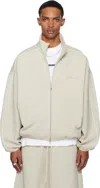 Essentials Beige Modern Fit Fleece Track Jacket In Neutral