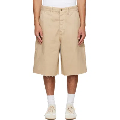 Essentials Beige Raw Cut 5-pocket Shorts In Overdyed Dune