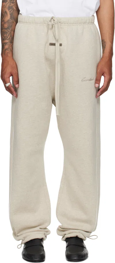 Essentials Beige Relaxed Fleece Piping Sweatpants