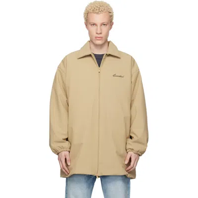 Essentials Beige Signature Filled Barn Jacket In Neutral