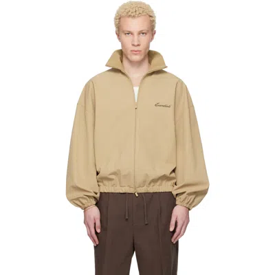Essentials Beige Signature Full Zip Track Jacket In Brown