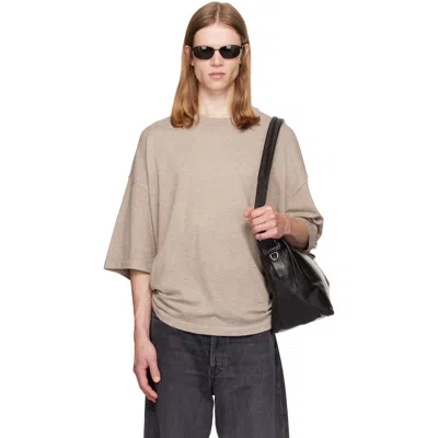 Essentials Beige Soft Knit T-shirt In Seal Heather