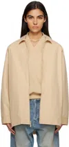 Essentials Beige Zip Jacket In Sand