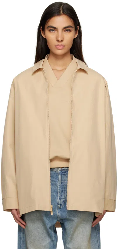 Essentials Beige Zip Jacket In Sand