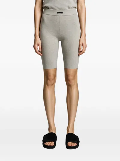 Essentials Biker Ribbed Shorts In Gray