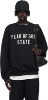 Essentials Black 90s Fit Fleece Crewneck Sweatshirt In Black