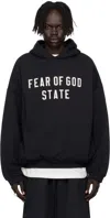Essentials Black 90s Fit Fleece Hoodie In Black