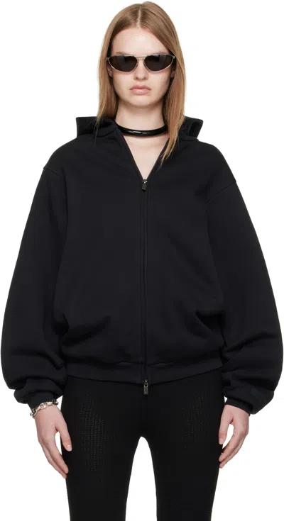 Essentials Black 90s Fleece Zip-up Hoodie