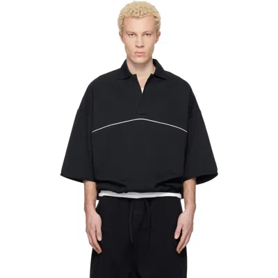 ESSENTIALS BLACK ACTIVE TRACE 3/4 SLEEVE MODERN POLO