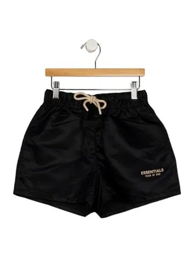 Pre-owned Essentials Kids' Black And Multicolor Patterned Casual Shorts With Elastic Waist And Drawstring