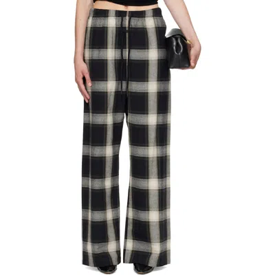 Essentials Black & White Flannel Lounge Pants In Multi