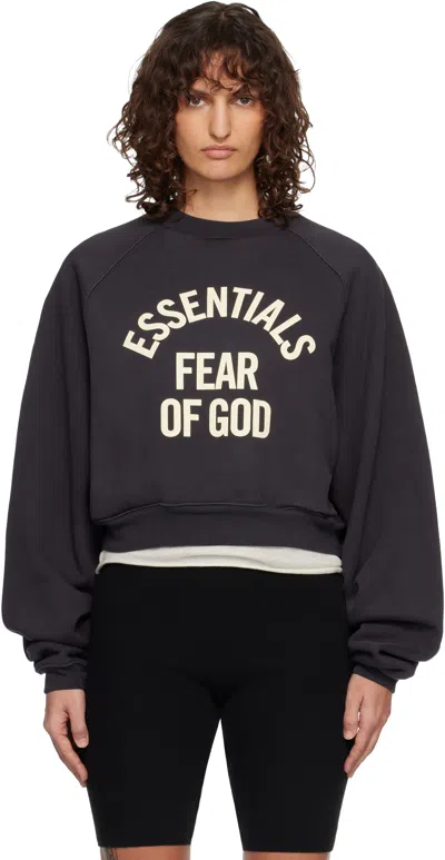 Essentials Black Campus 90's Cropped Raglan Sweatshirt In Blue