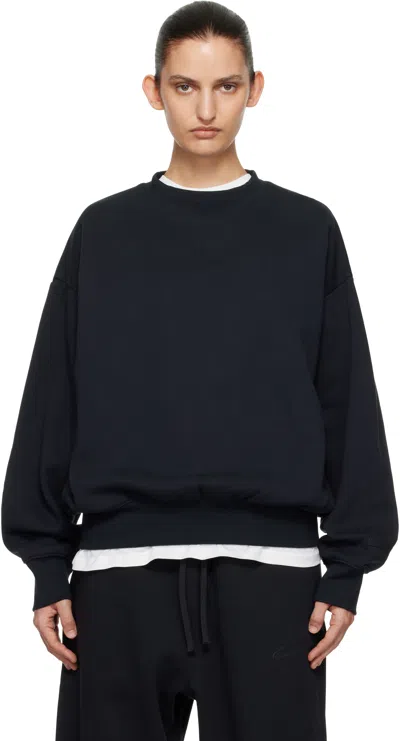 Essentials Black Classic Crewneck Sweatshirt