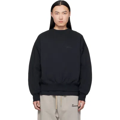 Essentials Black Classic Crewneck Sweatshirt
