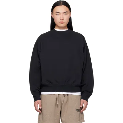 Essentials Black Classic Crewneck Sweatshirt