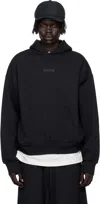 Essentials Front Logo Patch Panelled Hoodie In Black