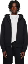 Essentials Black Classic Full Zip-up Hoodie In Jet Black