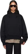 Essentials Womens Jet Black Embossed-branding Classic-fit Cotton-blend Hoody In Jet Black