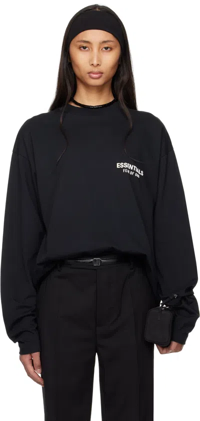 Essentials Black Classic Long Sleeve T-shirt In Jet Black