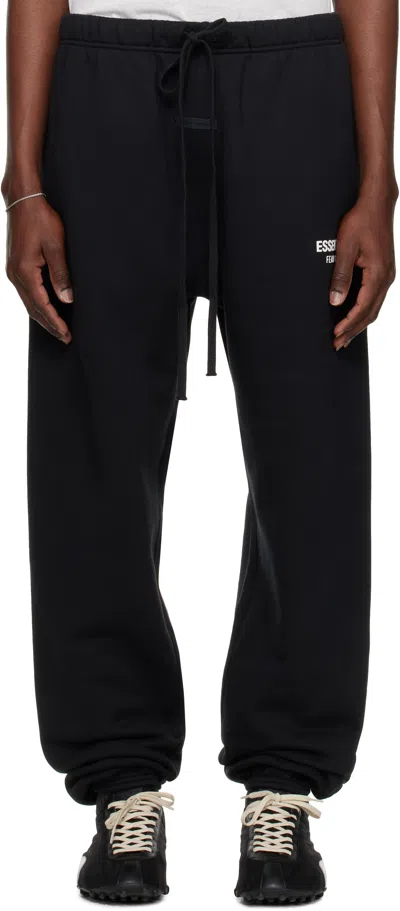 Essentials Black Classic Sweatpants In Jet Black