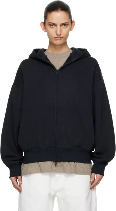 Essentials Black Classic Zip-up Hoodie