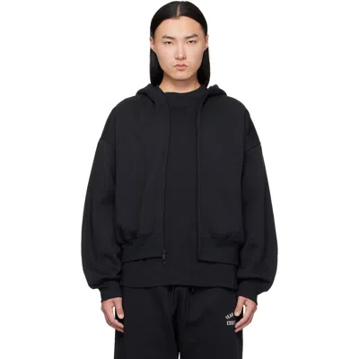 Essentials Black Classic Zip-up Hoodie In Vintage Black
