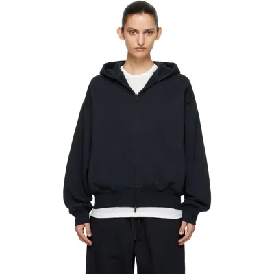 Essentials Black Classic Zip-up Hoodie In Vintage Black
