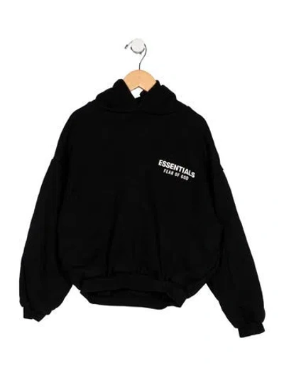 Pre-owned Essentials Babies' Black Cotton Casual Pullover Hoodie With Branding Accent On Front